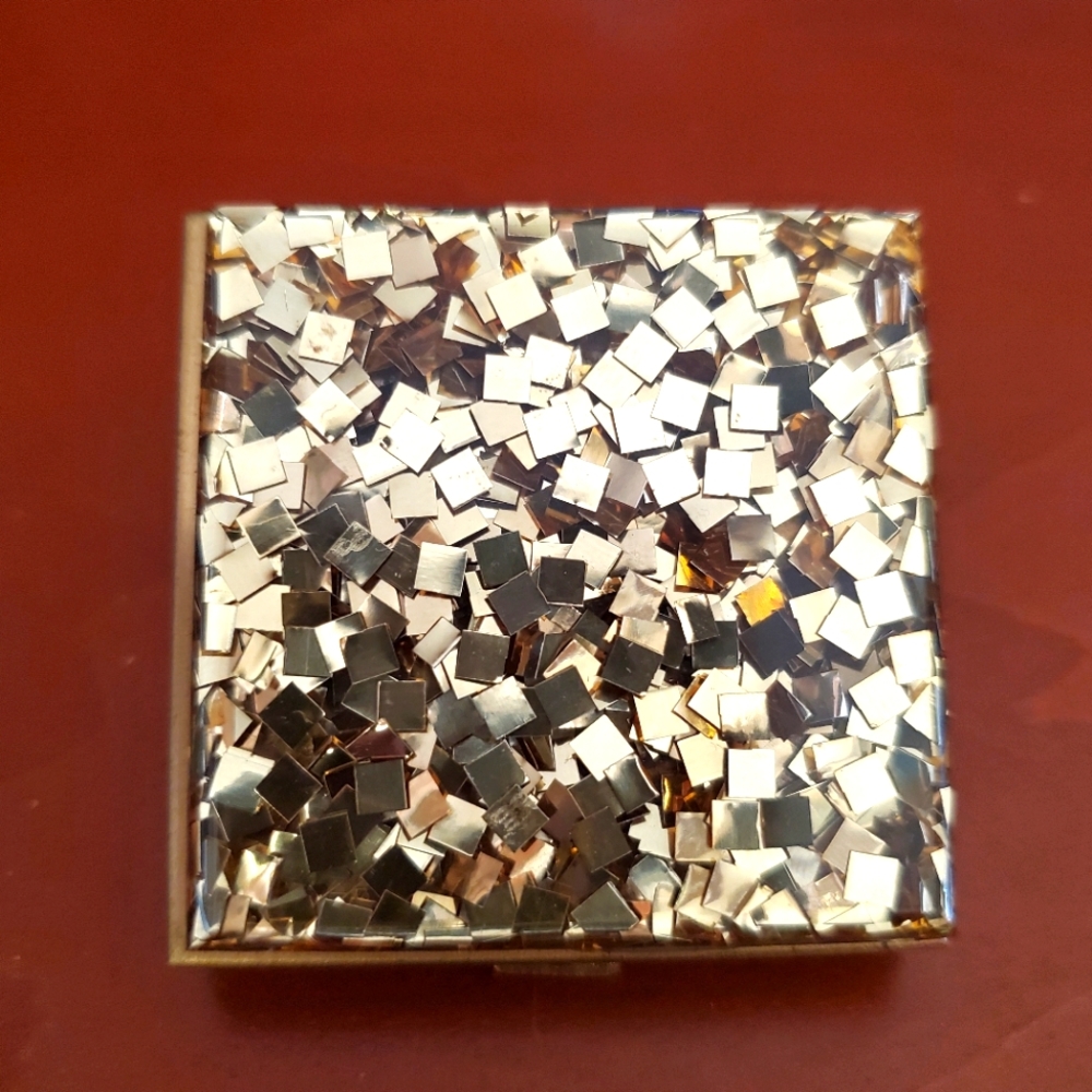 Gold Confetti Lucite Compact Small
